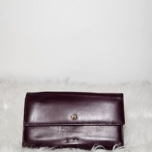 Etienne Aigner Dark Burgendy Leather Clutch
